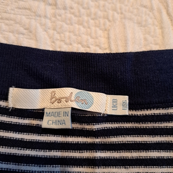 Boden women's size 6 3/4 sleeve blue & white stripe fine knit sweater VGUC - Picture 2 of 6